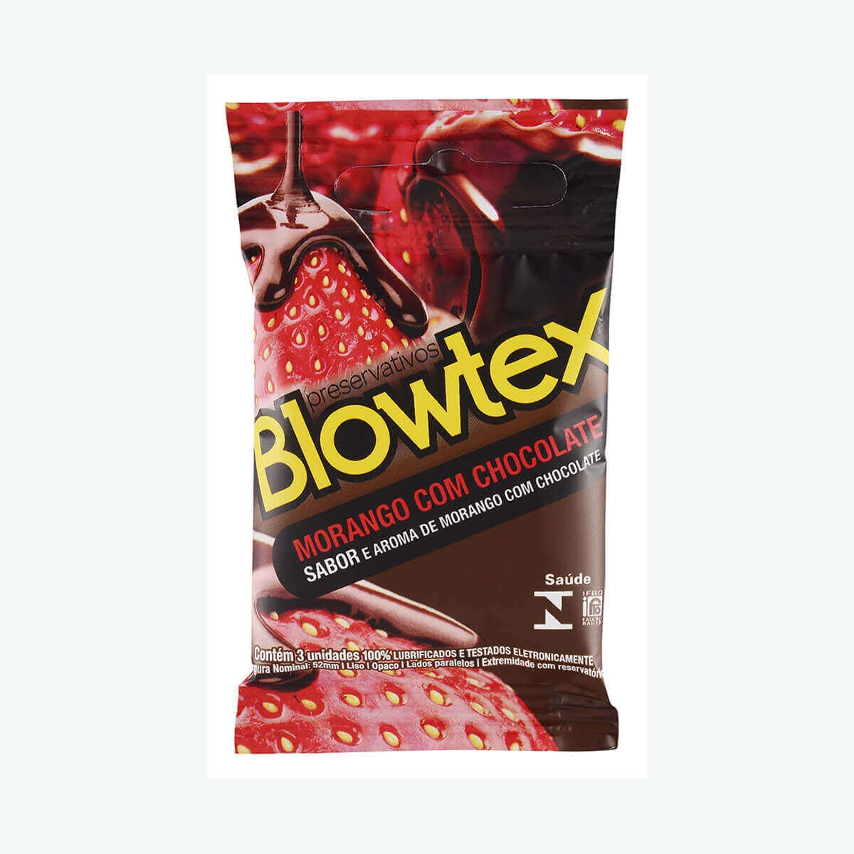 Camisinha Blowtex Morango com Chocolate com 3 unidades