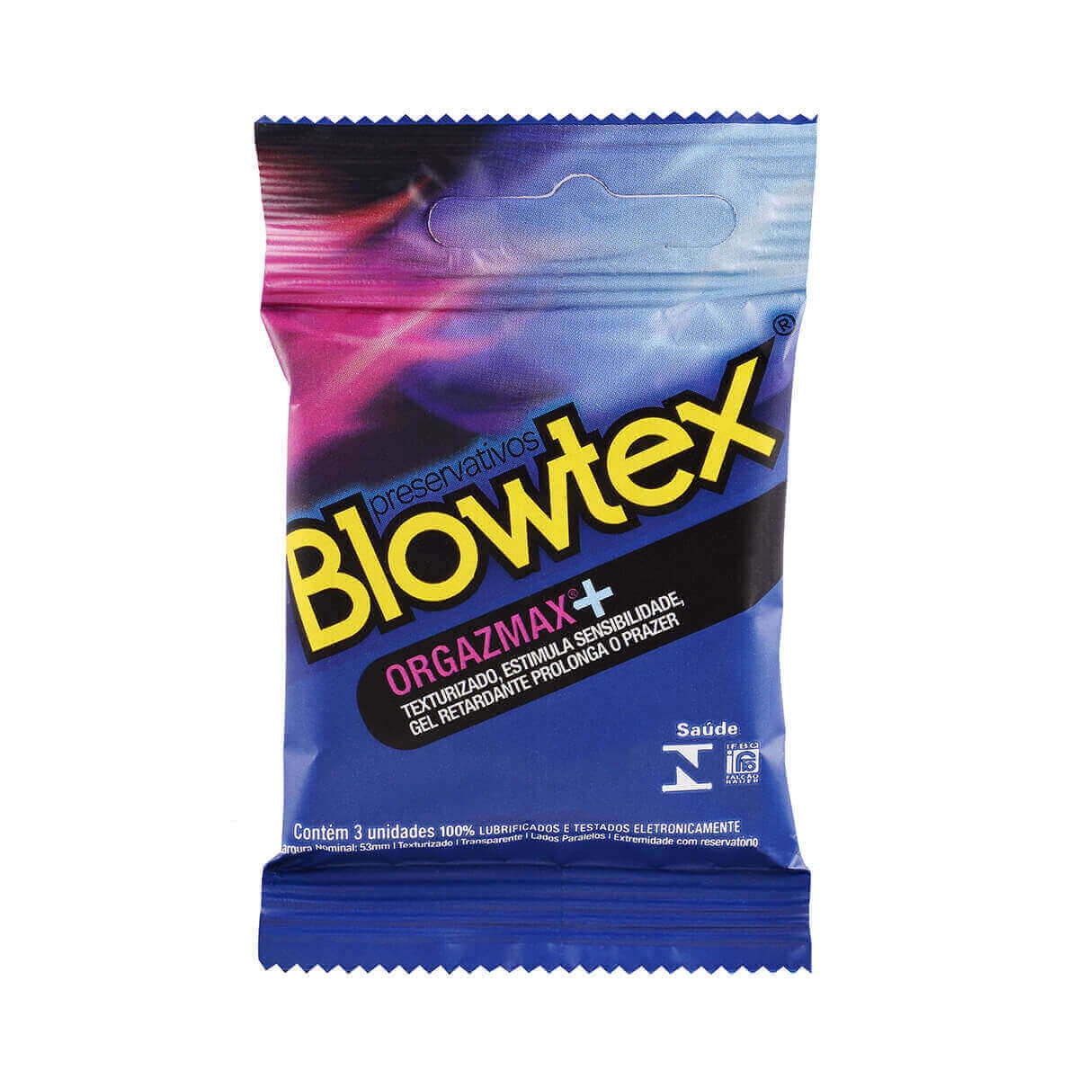 Camisinha Blowtex Orgazmax+ Texturizado Retardante com 3 unidades