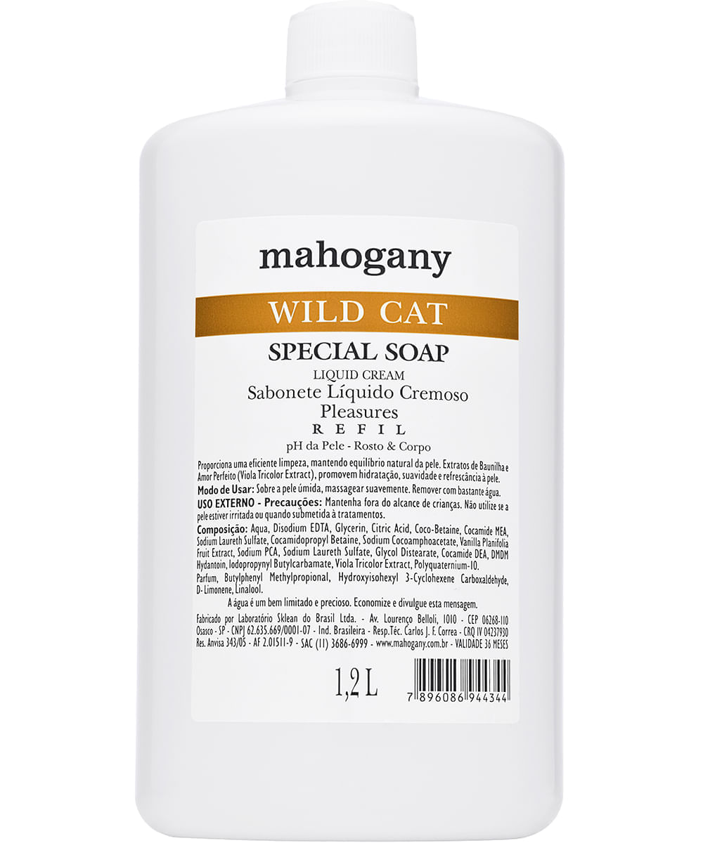 Sabonete Líquido Mahogany Wild Cat Refil 1,2L Menor preço em Sabonete Líquido Mahogany Wild Cat Refil 1,2L