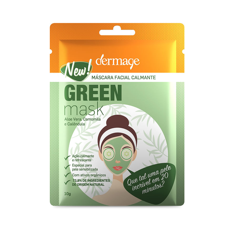 MÁSCARA FACIAL CALMANTE DERMAGE GREEN MASK COM 10G