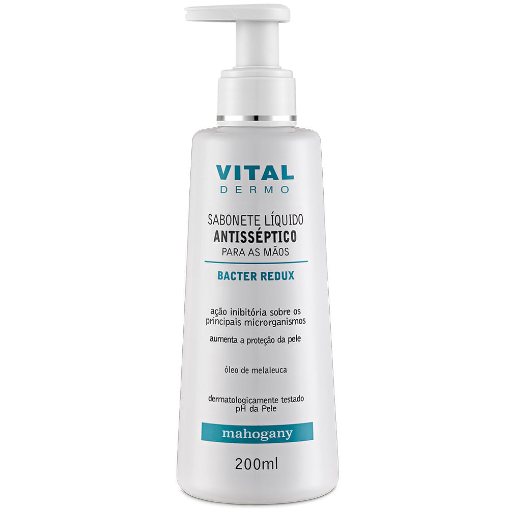 Sabonete Líquido Antisséptico Mahogany Bacter Redux Vital Dermo 200ml Menor preço em Sabonete Líquido Antisséptico Mahogany Bacter Redux Vital Dermo 200ml