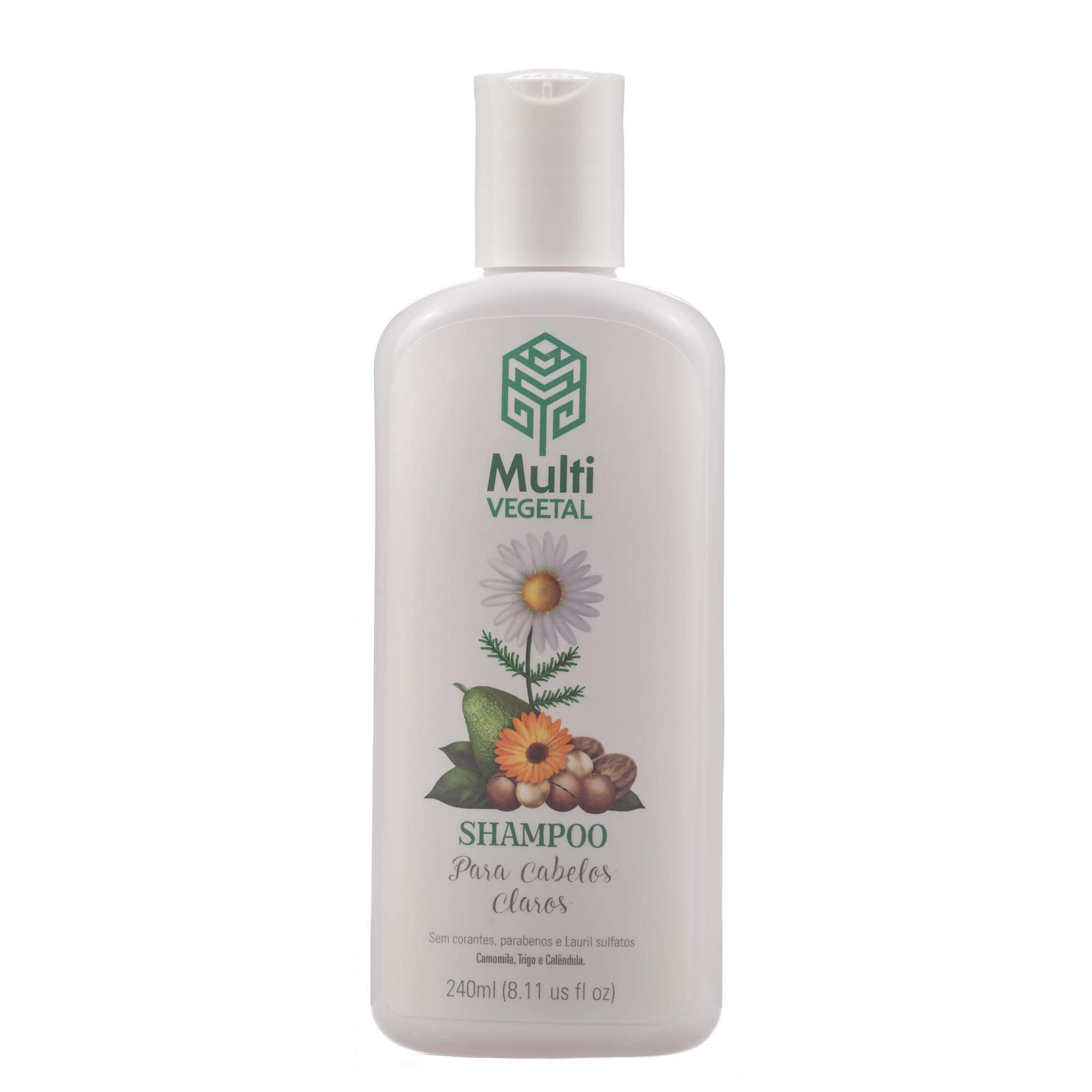 Shampoo Multi Vegetal Natural de Camomila, Trigo e Calêndula para Cabelos Claros 240ml