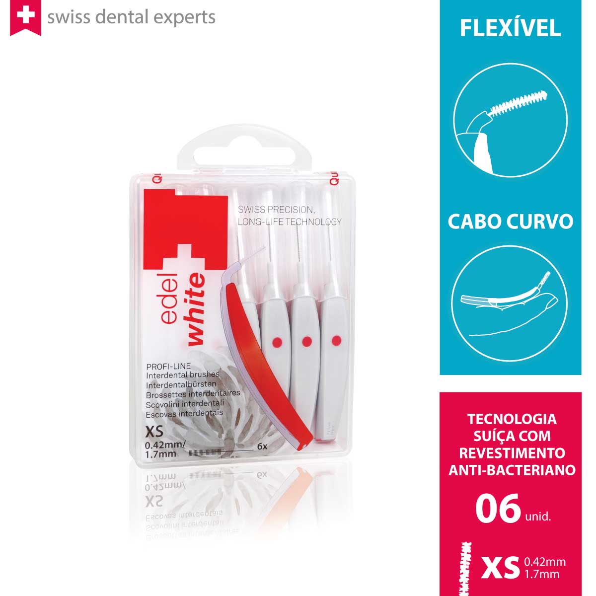 Escova Interdental EasyFlex edel white XS 0,42mm com 6 unidades Menor preço em Escova Interdental EasyFlex edel white XS 0,42mm com 6 unidades