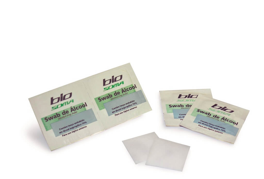 Kit com 10 Caixas Swab de Álcool com 100 unidades - Biosoma Menor preço em Kit com 10 Caixas Swab de Álcool com 100 unidades - Biosoma