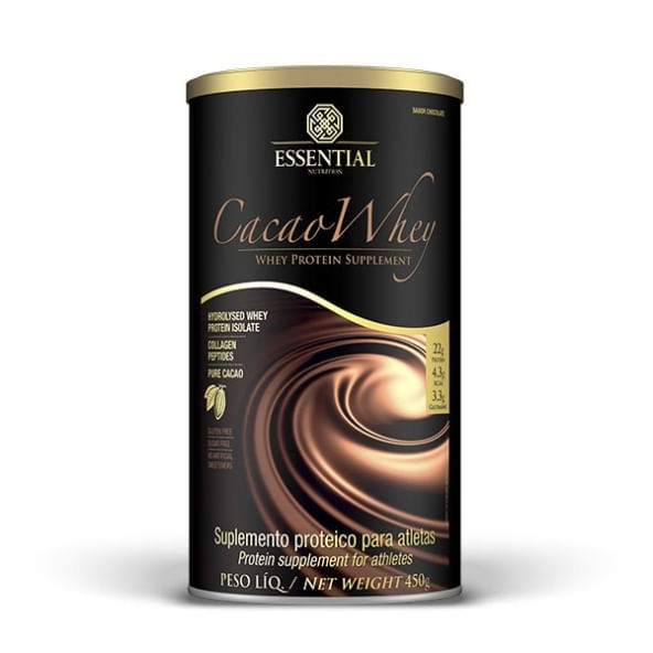 Cacao Whey Essential Nutrition sabor Chocolate com 450g Menor preço em Cacao Whey Essential Nutrition sabor Chocolate com 450g