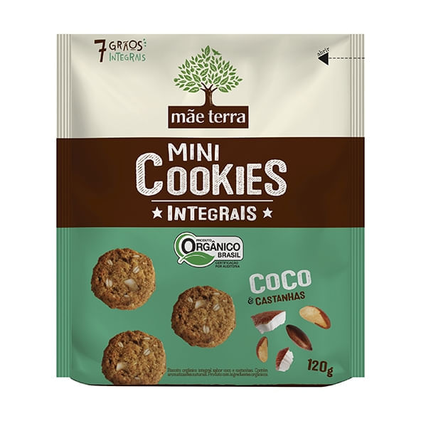 COOKIES MÃE TERRA ORGÂNICOS COCO E CASTANHAS 120G