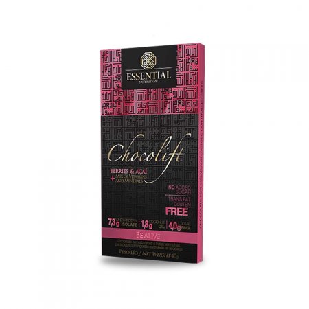 Chocolift - 40g - Be Alive - Chocolate Proteíco com Berries - Essential Nutrition