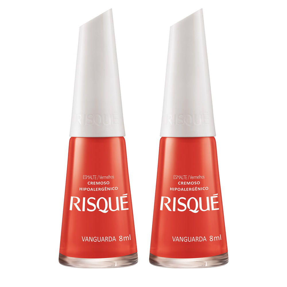 ESMALTE RISQUÉ VERMELHO CREMOSO VANGUARDA 8ML C/ 2UN.