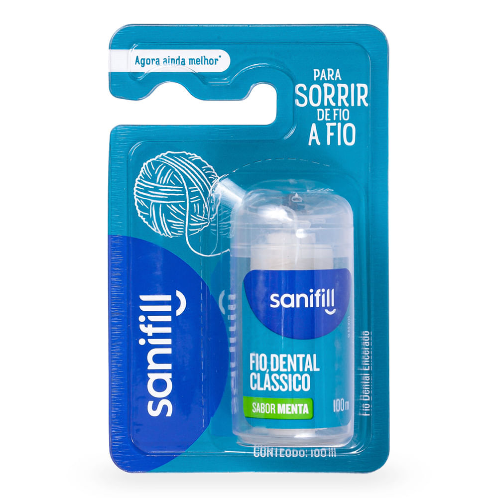 Fio Dental Sanifill Clássico Sabor Menta 100 metros Menor preço em Fio Dental Sanifill Clássico Sabor Menta 100 metros