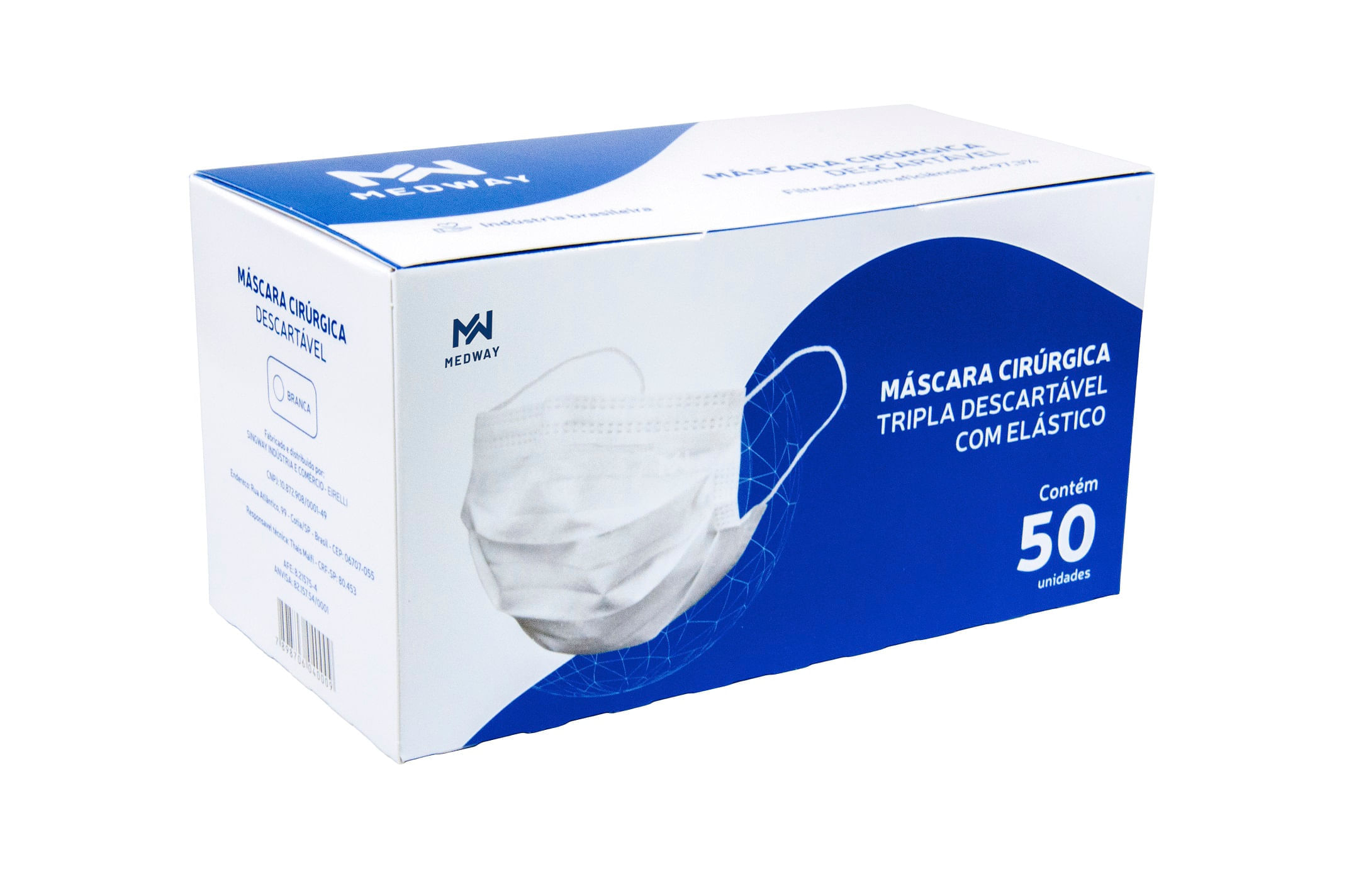 Máscara Cirúrgica Tripla Descartável Branca 50 Unidades Medway Menor preço em Máscara Cirúrgica Tripla Descartável Branca 50 Unidades Medway