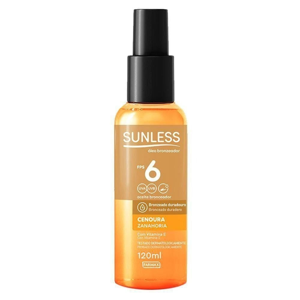 Bronzeador Cenoura Óleo Sunless Fps6 120ml Menor preço em Bronzeador Cenoura Óleo Sunless Fps6 120ml