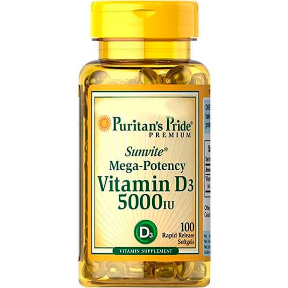 Vitamina D3 5.000 Ui Puritan's Pride 100 Softgels Menor preço em Vitamina D3 5.000 Ui Puritan's Pride 100 Softgels