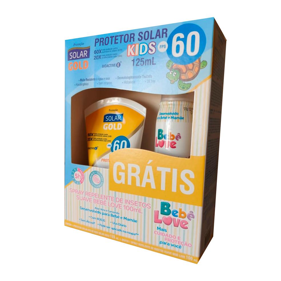 Kit Protetor Solar Gold 60 Fps Kids 125ml + Spray Repelente Bebe 100ml Menor preço em Kit Protetor Solar Gold 60 Fps Kids 125ml + Spray Repelente Bebe 100ml