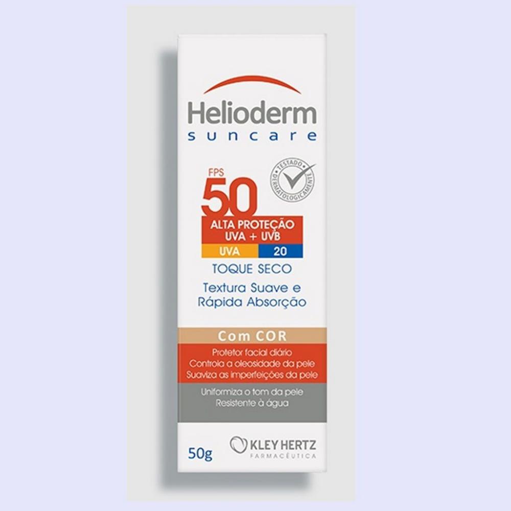 Helioderm Protetor Facial Diário Toque Seco Cor 50g Menor preço em Helioderm Protetor Facial Diário Toque Seco Cor 50g
