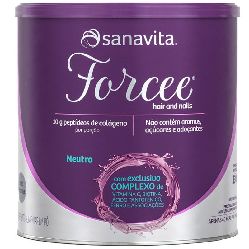 Colágeno Hidrolisado Forcee Unhas e Cabelos 330g Sanavita Neutro Menor preço em Colágeno Hidrolisado Forcee Unhas e Cabelos 330g Sanavita Neutro