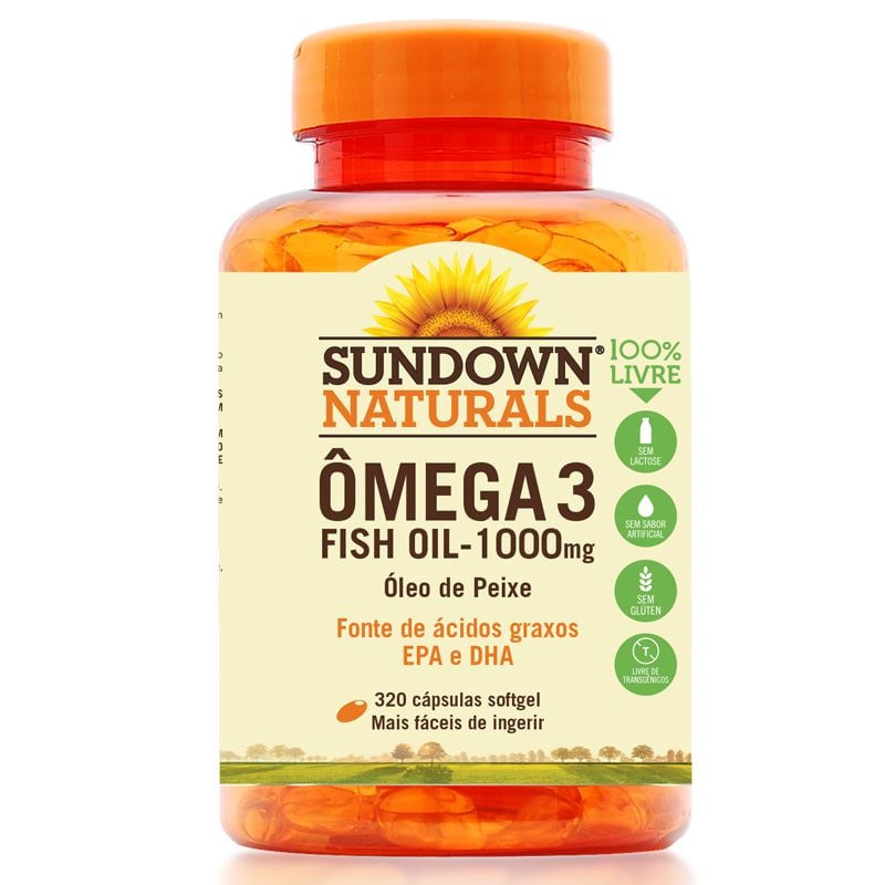 Ômega 3 Fish Oil 1000mg Sundown 320 cápsulas Menor preço em Ômega 3 Fish Oil 1000mg Sundown 320 cápsulas