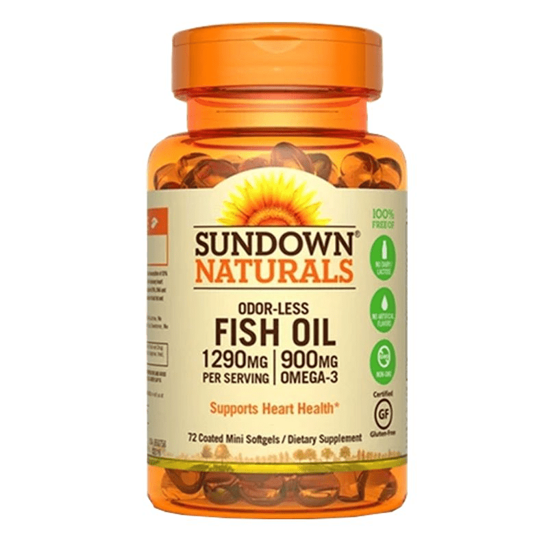 Fish Oil Odorless Óleo de Peixe 1290mg Sundown 72 cápsulas Menor preço em Fish Oil Odorless Óleo de Peixe 1290mg Sundown 72 cápsulas