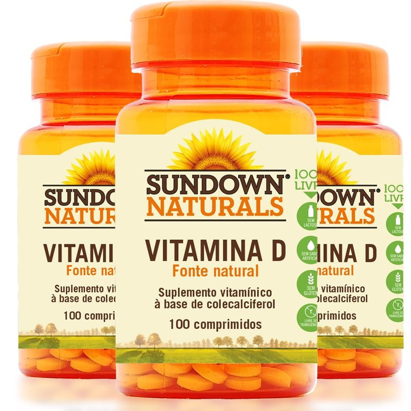 Kit - 3 Vitamina D3 Sundown 100 Comprimidos Menor preço em Kit - 3 Vitamina D3 Sundown 100 Comprimidos