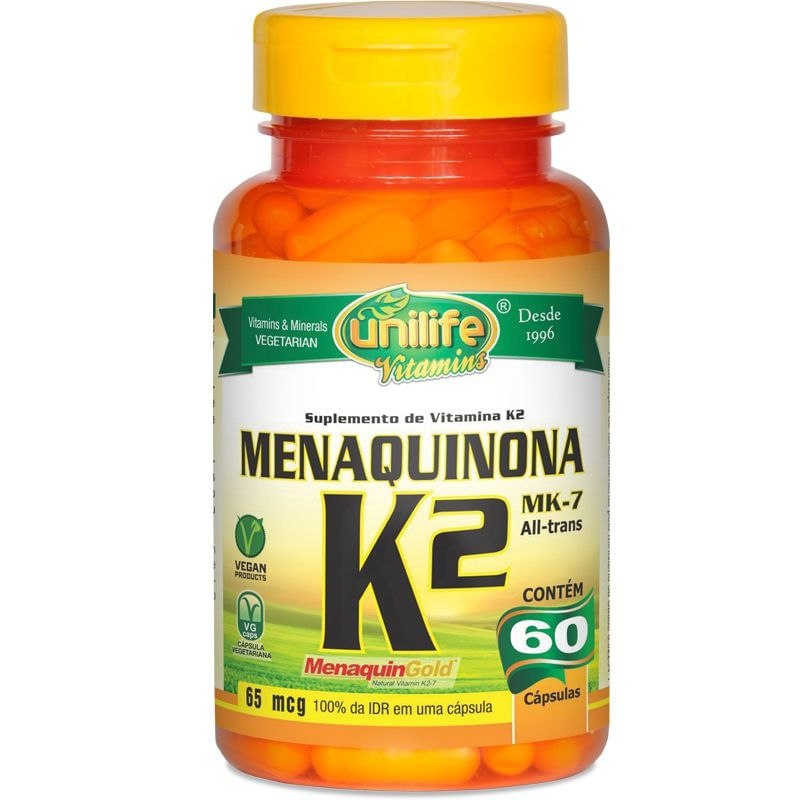 Vitamina K2 Menaquinona mk7 60 cápsulas Unilife Menor preço em Vitamina K2 Menaquinona mk7 60 cápsulas Unilife