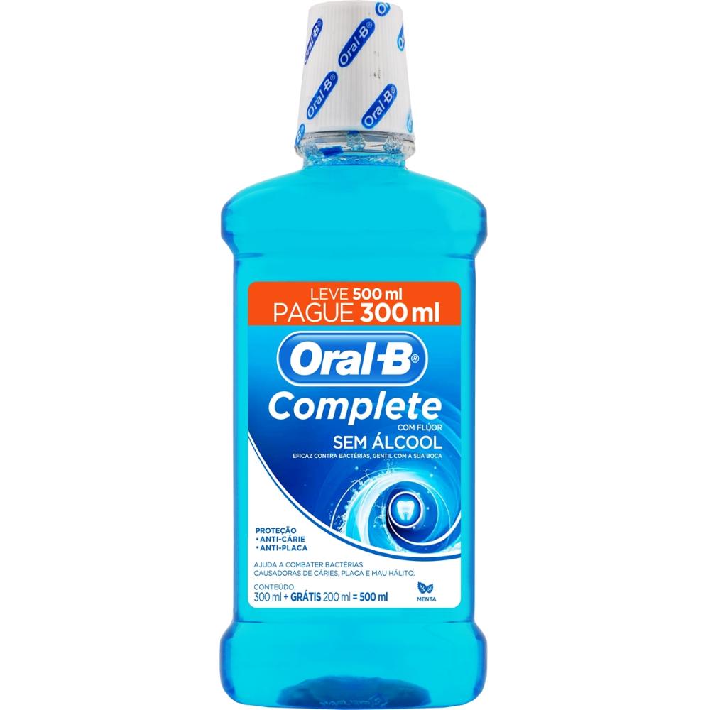 Enxaguante Antisséptico Bucal Oral-B Complete 4 em 1 Menta Sem Álcool com 500ml Menor preço em Enxaguante Antisséptico Bucal Oral-B Complete 4 em 1 Menta Sem Álcool com 500ml