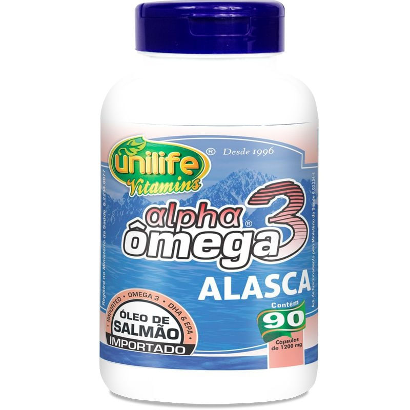 Ômega 3 Alpha Óleo de Salmão 1200mg 90 cápsulas Unilife Menor preço em Ômega 3 Alpha Óleo de Salmão 1200mg 90 cápsulas Unilife