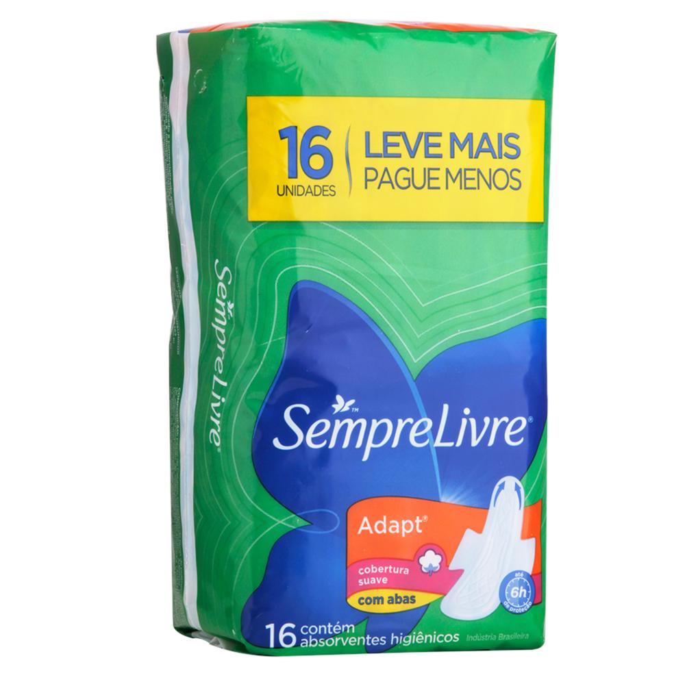 Absorvente Externo Sempre Livre Adapt Cobertura Suave com Abas 16 Unidades Menor preço em Absorvente Externo Sempre Livre Adapt Cobertura Suave com Abas 16 Unidades