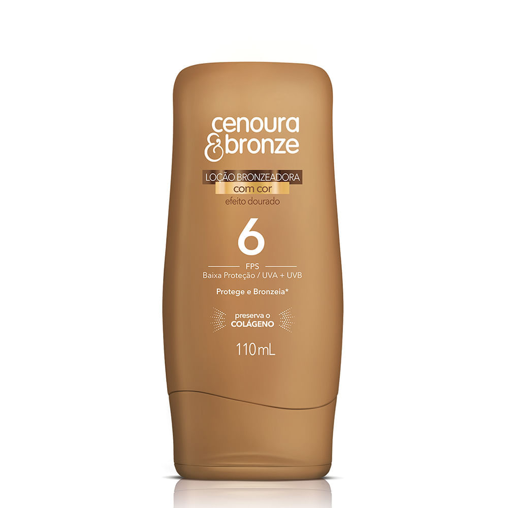 Loção Bronzeadora com Cor FPS 6 Cenoura e Bronze 110ml Menor preço em Loção Bronzeadora com Cor FPS 6 Cenoura e Bronze 110ml