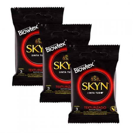 Kit 3 Pacotes Preservativo SKYN Texturizado C/ 3 Unidades Cada
