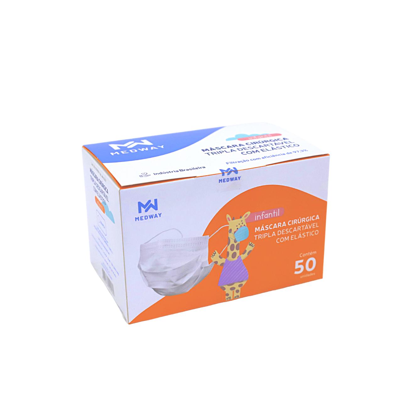 Máscara Cirúrgica Tripla Descartável Infantil Branca 50 Unidades Medway Menor preço em Máscara Cirúrgica Tripla Descartável Infantil Branca 50 Unidades Medway