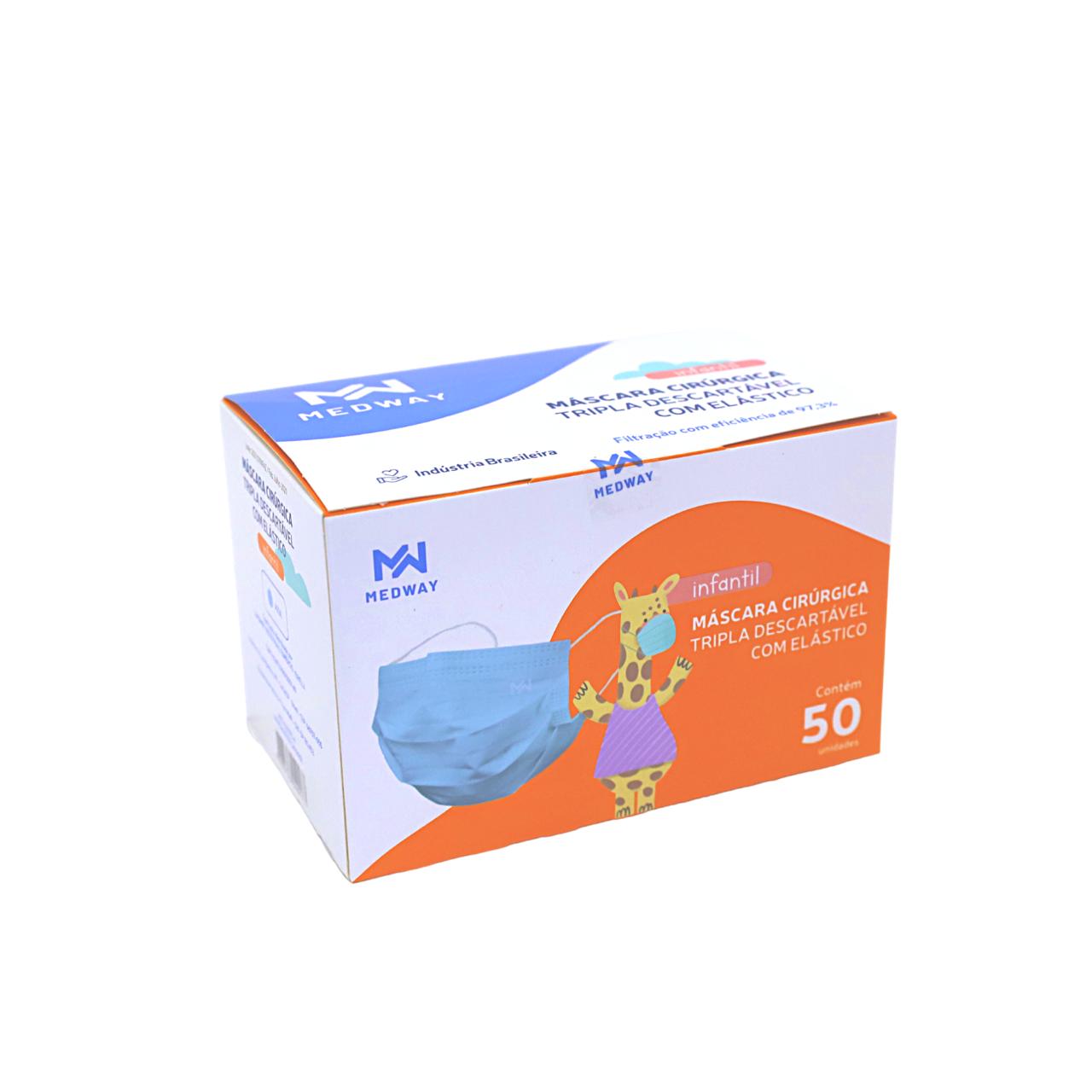 Máscara Cirúrgica Tripla Descartável Infantil Azul 50 Unidades Medway Menor preço em Máscara Cirúrgica Tripla Descartável Infantil Azul 50 Unidades Medway