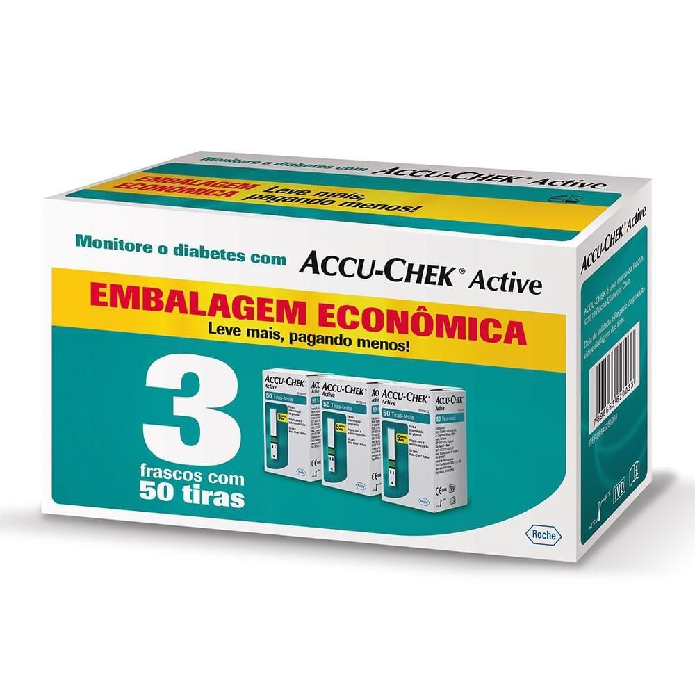 Kit Econômico Tiras Accu Chek Active 150 Unidades Roche Menor preço em Kit Econômico Tiras Accu Chek Active 150 Unidades Roche