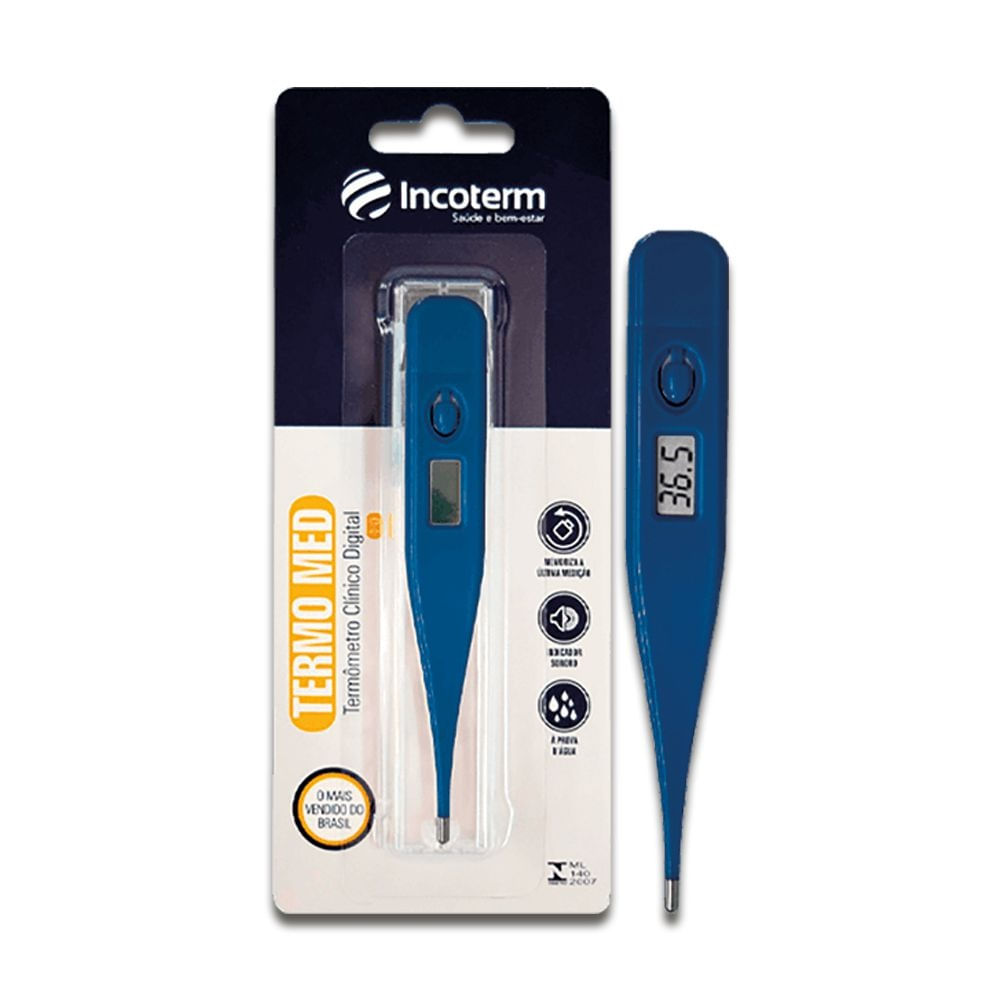 Termômetro Clínico Digital Azul Termomed Incoterm Menor preço em Termômetro Clínico Digital Azul Termomed Incoterm