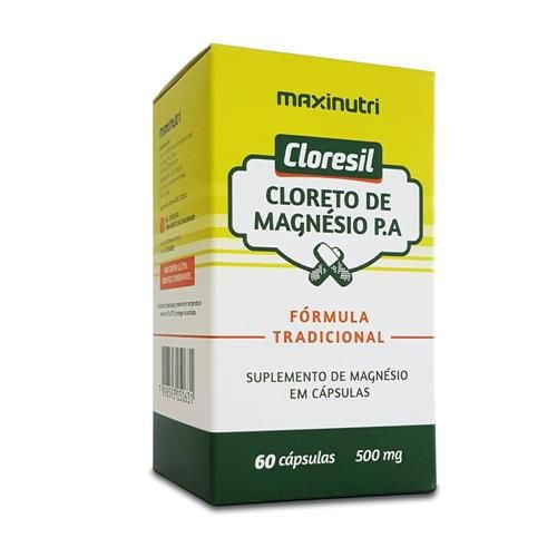 Cloresil (Cloreto de Magnésio P.A.) 500mg 60 Cápsulas - Maxinutri Menor preço em Cloresil (Cloreto de Magnésio P.A.) 500mg 60 Cápsulas - Maxinutri