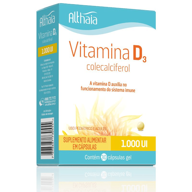 Vitamina D3 Colecalciferol 1000ui Althaia 30 cápsulas Menor preço em Vitamina D3 Colecalciferol 1000ui Althaia 30 cápsulas