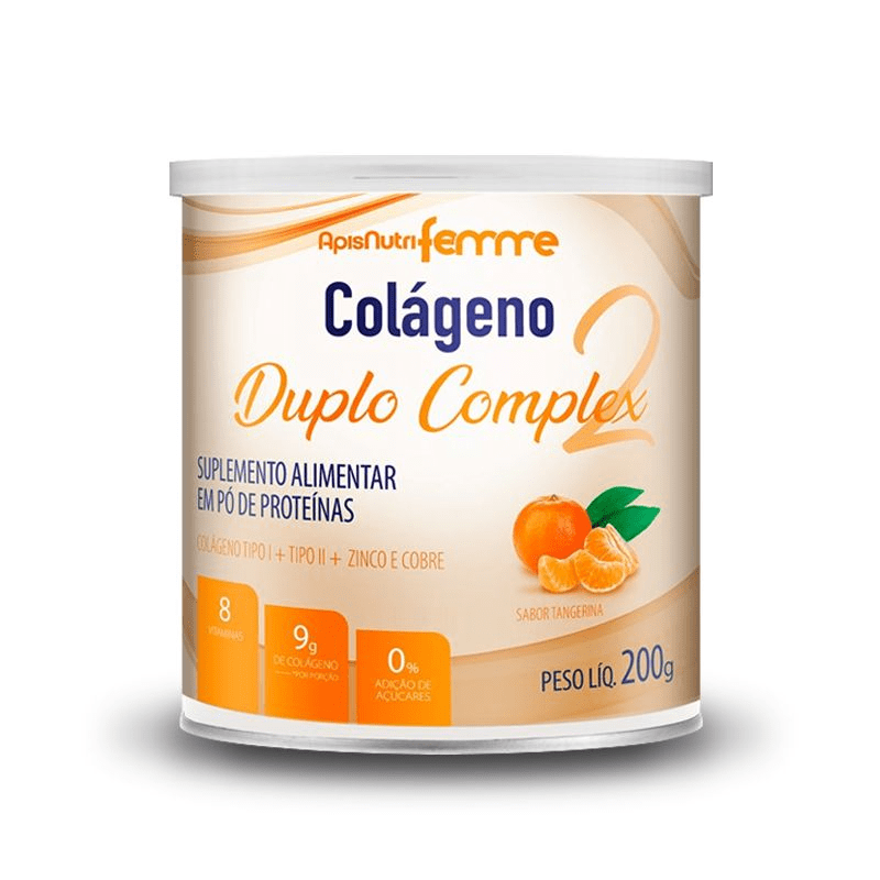 Colágeno Duplo Complex Tipo 2 + Tipo 1 Apisnutri 200g Tangerina Menor preço em Colágeno Duplo Complex Tipo 2 + Tipo 1 Apisnutri 200g Tangerina