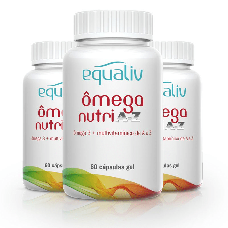 Kit 3 Ômega 3 Nutri A-Z Multivitamínico Equaliv 60 cápsulas Menor preço em Kit 3 Ômega 3 Nutri A-Z Multivitamínico Equaliv 60 cápsulas