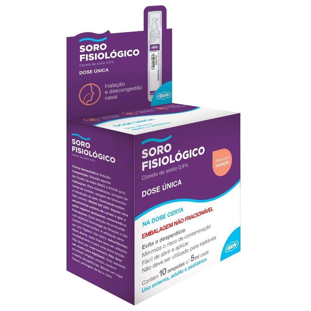 Soro Fisiologico 5ml com 10 Ampolas ADV Menor preço em Soro Fisiologico 5ml com 10 Ampolas ADV
