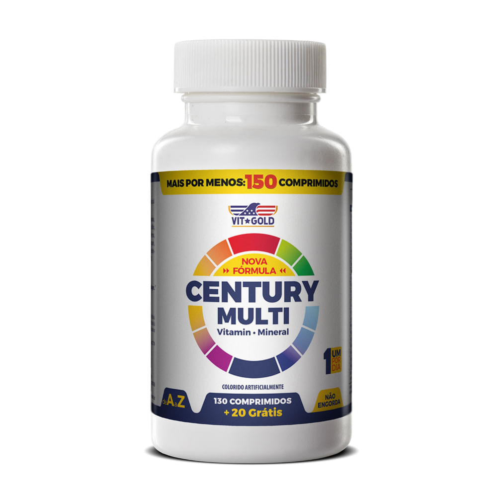 Multivitaminico Century Multi Vitgold 130+20 comprimidos Menor preço em Multivitaminico Century Multi Vitgold 130+20 comprimidos