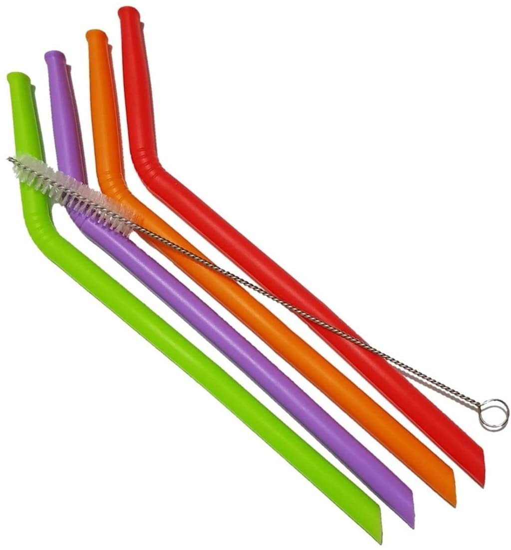 Kit de 4 Canudos Curvos Coloridos de Silicone Menor preço em Kit de 4 Canudos Curvos Coloridos de Silicone