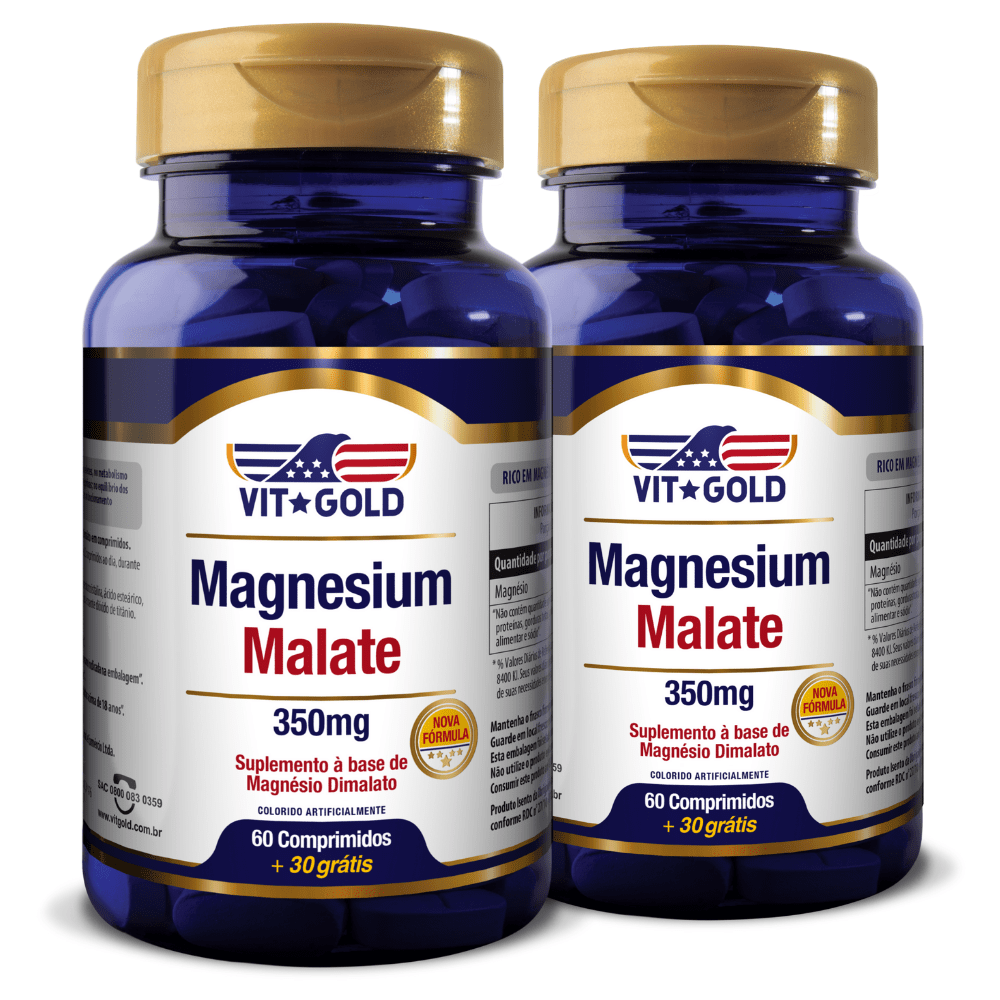 Magnésio Dimalato 350mg Vitgold Kit 2x 60 Comp Menor preço em Magnésio Dimalato 350mg Vitgold Kit 2x 60 Comp