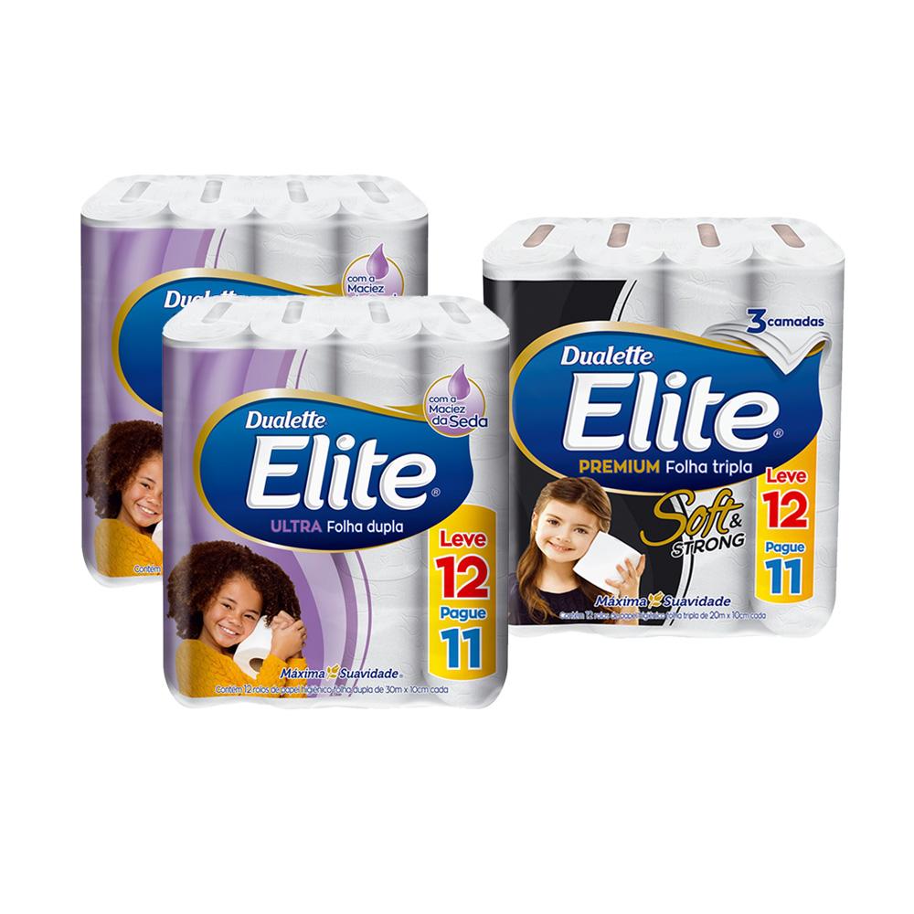 Kit Papel Higiênico Elite 24 Rolos Folha Dupla E 12 Folha Tripla Menor preço em Kit Papel Higiênico Elite 24 Rolos Folha Dupla E 12 Folha Tripla