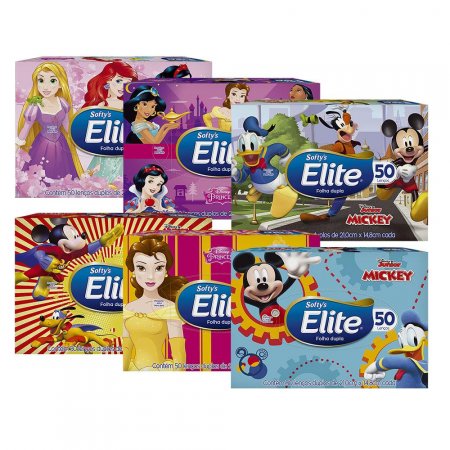 Lenço De Papel Elite 6 Pacotes Disney Sortidos
