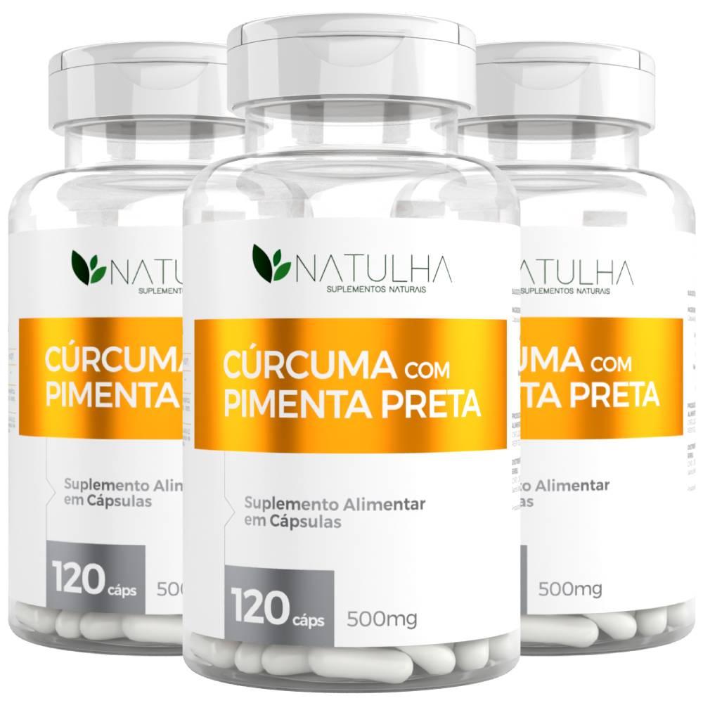 KIT 3X Cúrcuma Longa + Pimenta Preta 120 cápsulas - Natulha Menor preço em KIT 3X Cúrcuma Longa + Pimenta Preta 120 cápsulas - Natulha