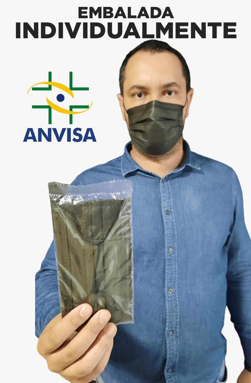 Mascara Descartável Tripla Camada Embaladas Individualmente 50 Unidades Cor Preta Medcombo Menor preço em Mascara Descartável Tripla Camada Embaladas Individualmente 50 Unidades Cor Preta Medcombo