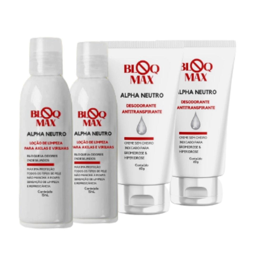 Kit Bloqmax 2 Loções de Limpeza 60ml e 2 Desodorantes 60g Menor preço em Kit Bloqmax 2 Loções de Limpeza 60ml e 2 Desodorantes 60g