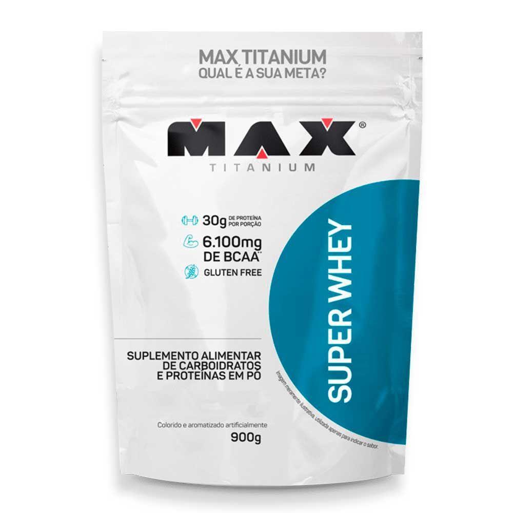Super Whey Max Titanium 900g Morango Menor preço em Super Whey Max Titanium 900g Morango