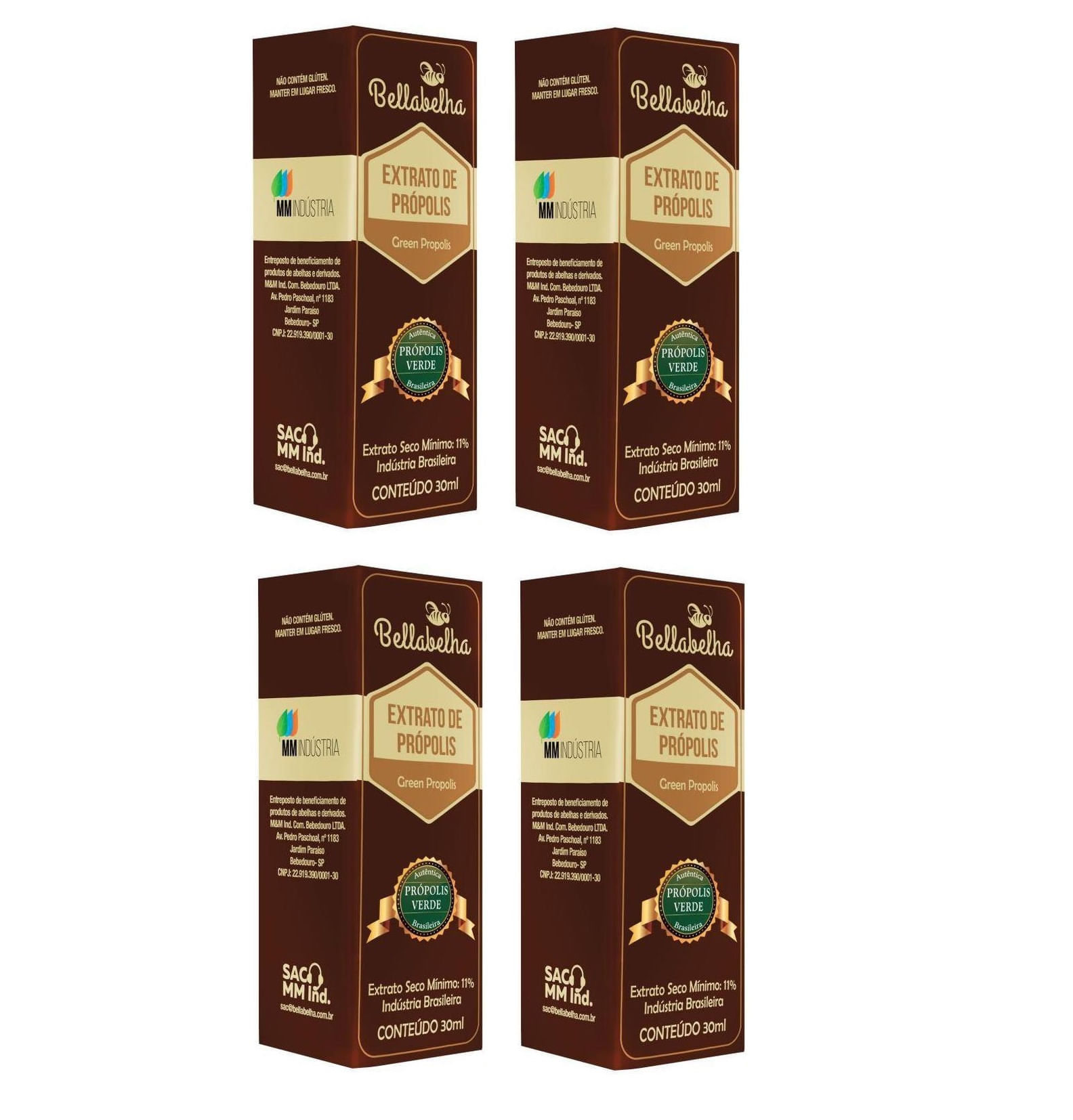 Kit com 4 Extrato de Própolis Verde 30ml Gotas Bellabelha Menor preço em Kit com 4 Extrato de Própolis Verde 30ml Gotas Bellabelha