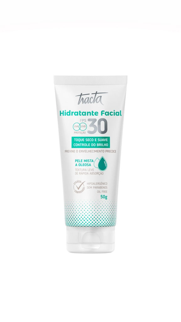 Tracta Hidratante Facial Pele Mista a Oleosa FPS 30 50g Menor preço em Tracta Hidratante Facial Pele Mista a Oleosa FPS 30 50g
