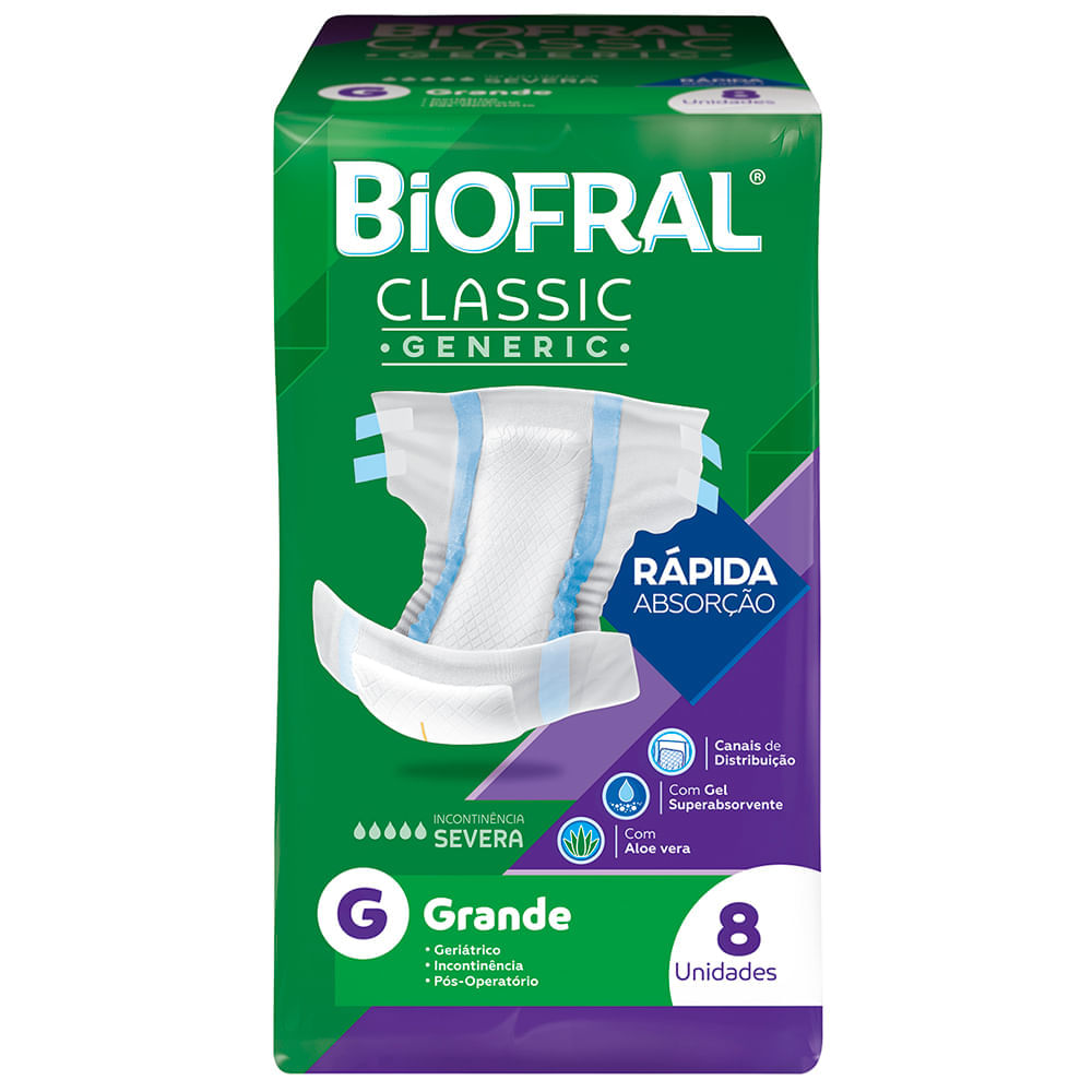 Fralda Biofral Essity Classic Generic G C/ 8 UNI Menor preço em Fralda Biofral Essity Classic Generic G C/ 8 UNI