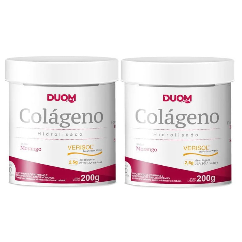 Kit com 2 Colágenos Hidrolisados Verisol sabor morango 200g Duom Original Menor preço em Kit com 2 Colágenos Hidrolisados Verisol sabor morango 200g Duom Original